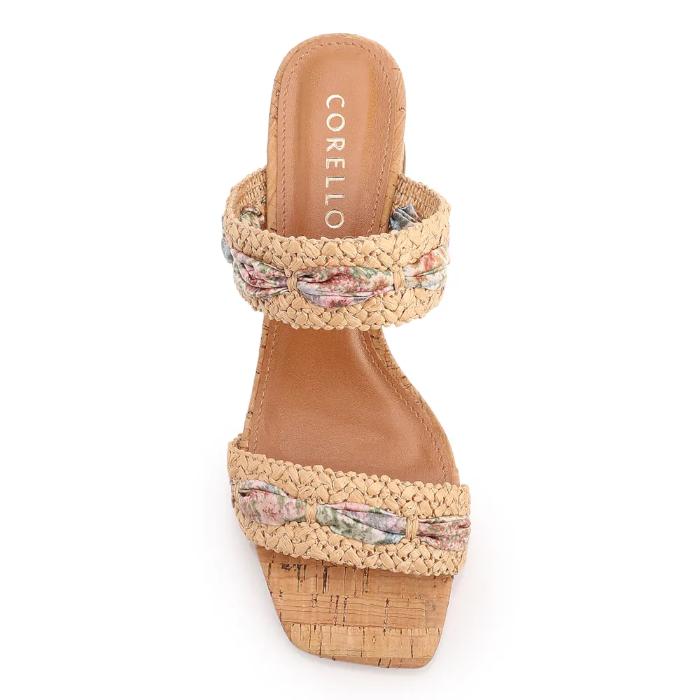 Mule Bege Ráfia Lenço Floral - imagem 6