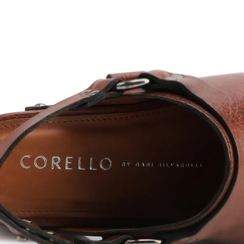 Mule Clog Couro Estonado Marrom - imagem 9