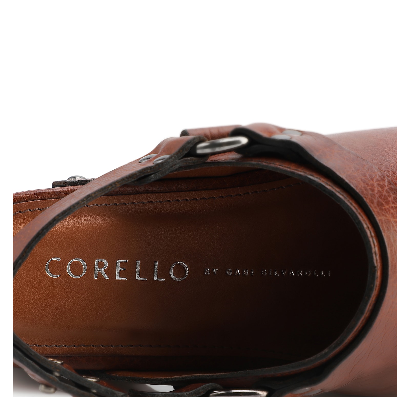 Mule Clog Couro Estonado Marrom