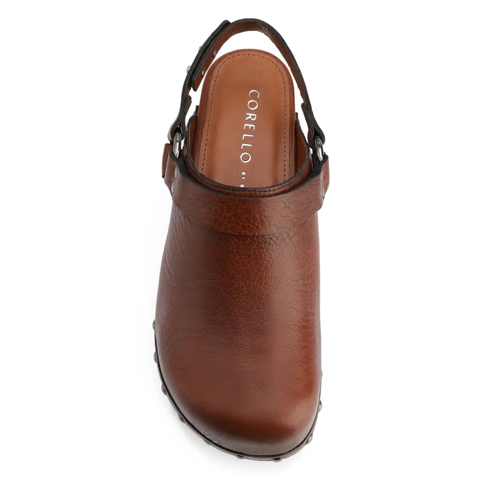 Mule Clog Couro Estonado Marrom - imagem 6