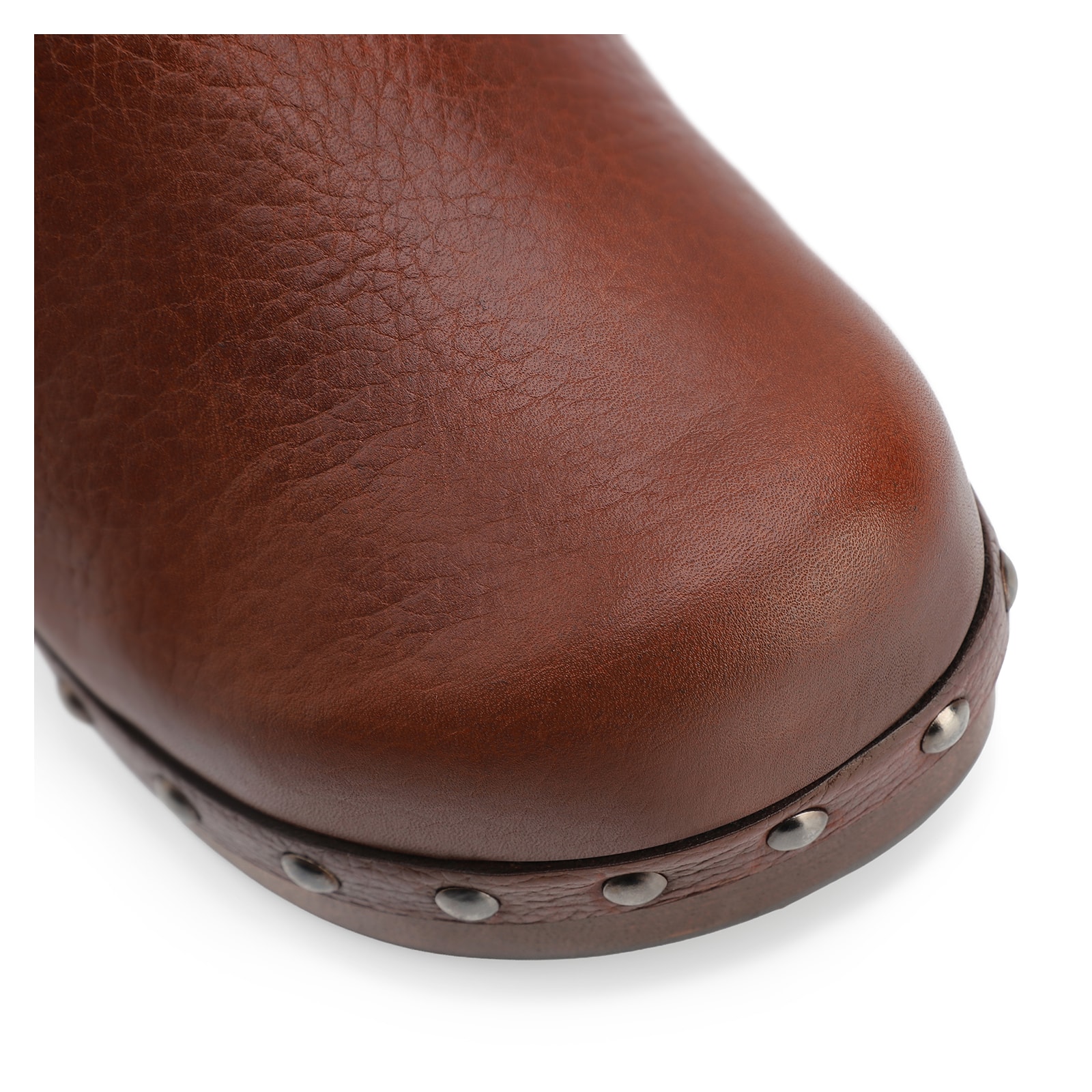 Mule Clog Couro Estonado Marrom