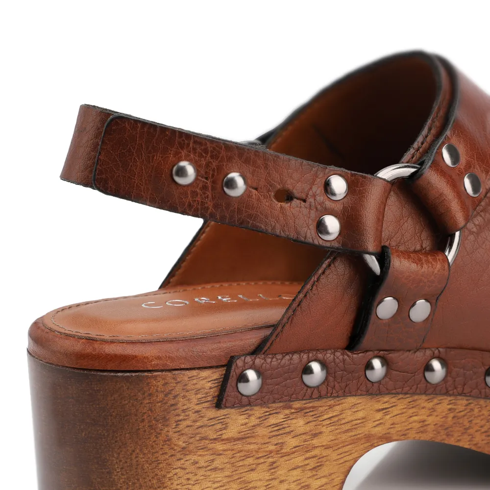 Mule Clog Couro Estonado Marrom - imagem 8
