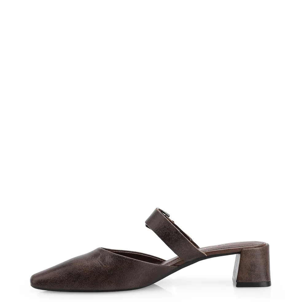 Mule Couro Estonado Marrom - imagem 4