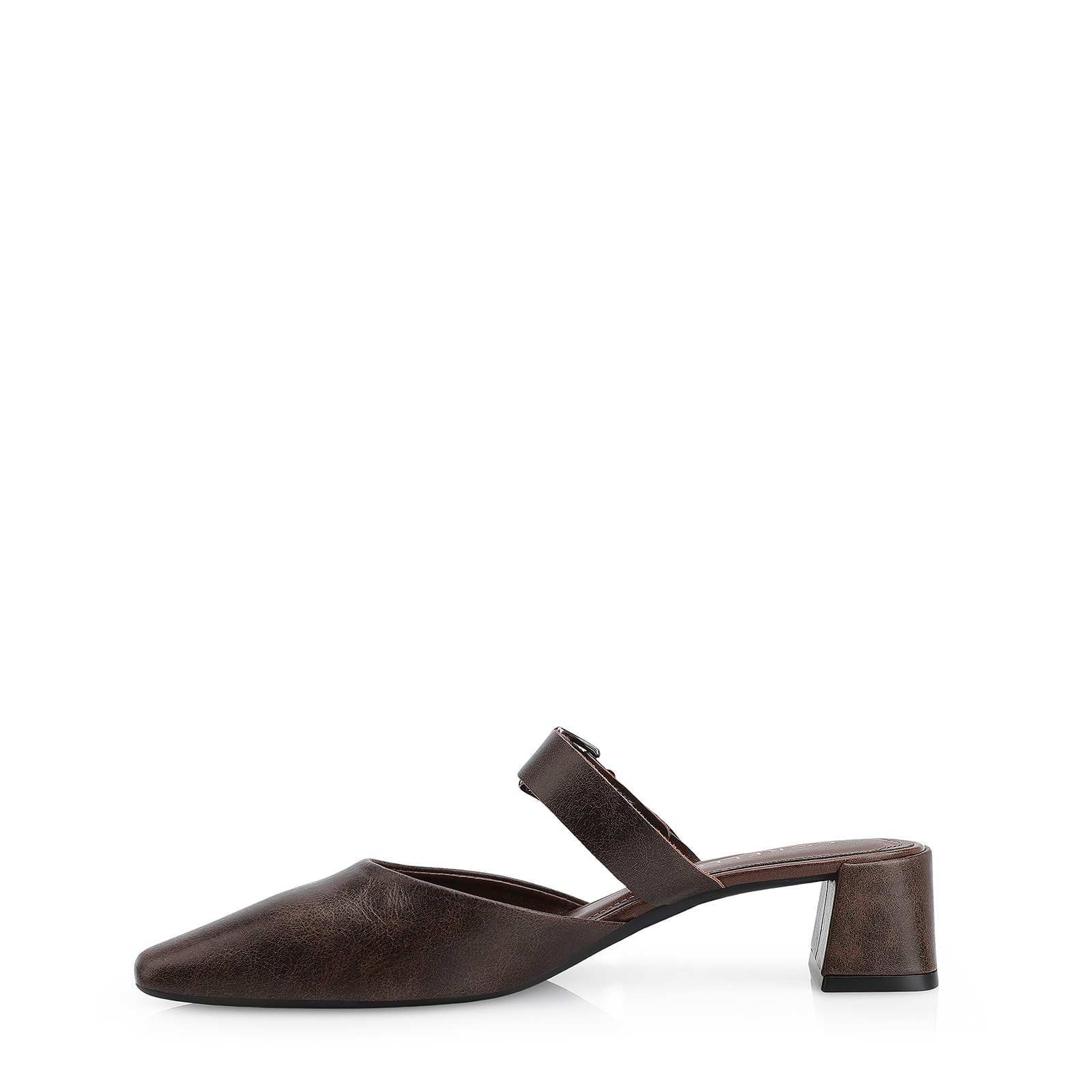 Mule Couro Estonado Marrom