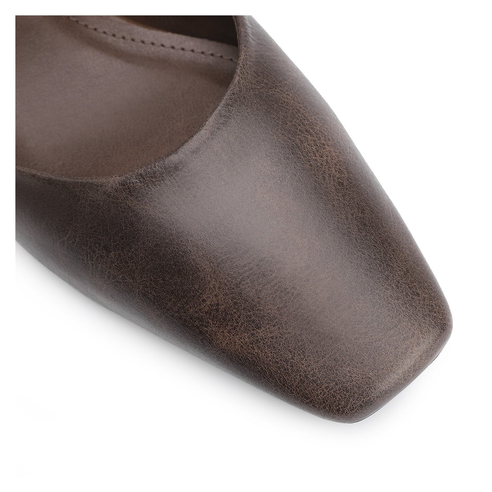 Mule Couro Estonado Marrom