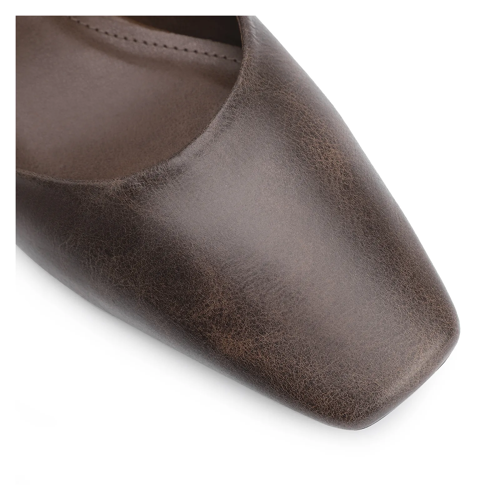 Mule Couro Estonado Marrom