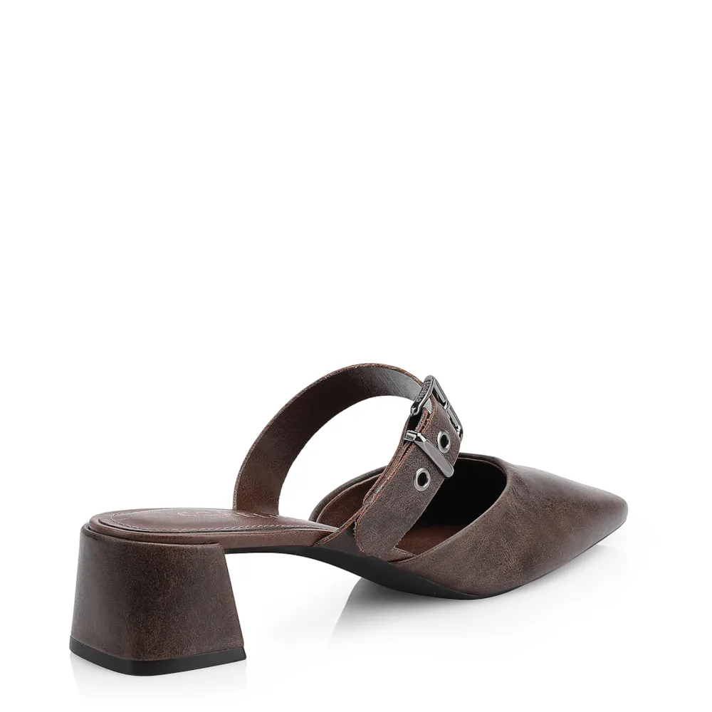 Mule Couro Estonado Marrom - imagem 3