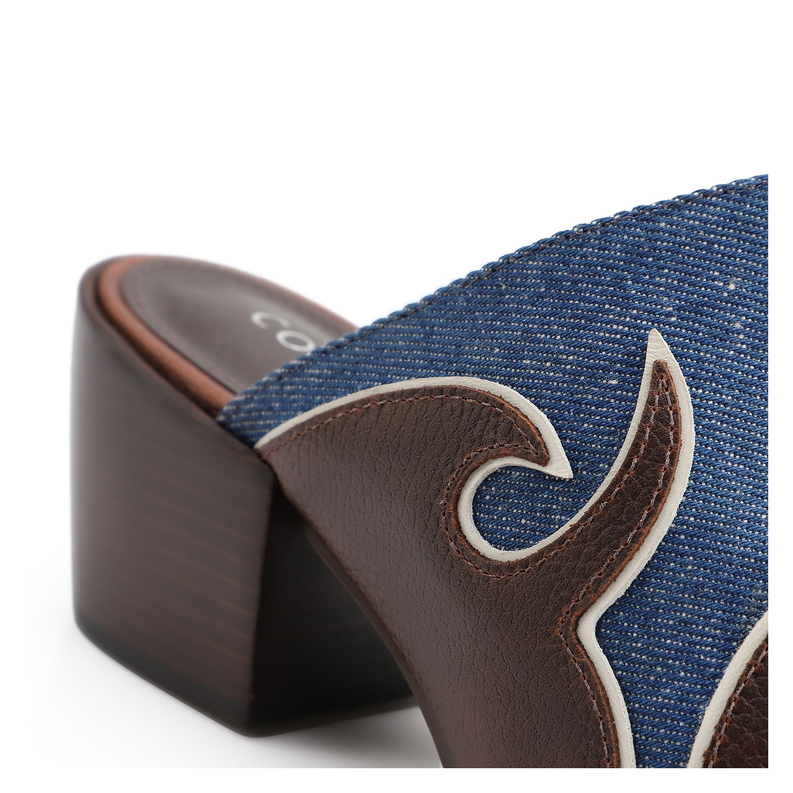 Mule Couro Estonado Marrom /Jeans