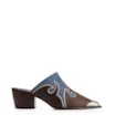 Mule Couro Estonado Marrom /Jeans - imagem 3
