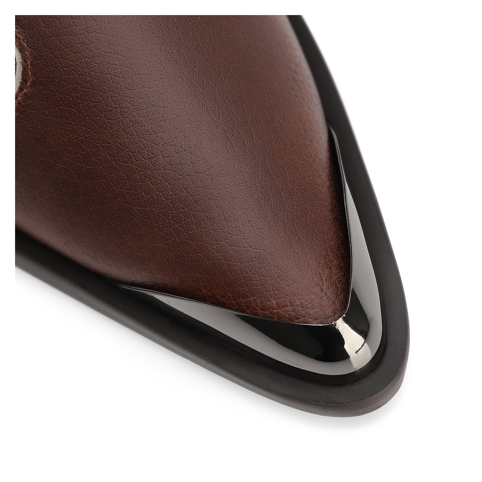 Mule Couro Estonado Marrom /Jeans