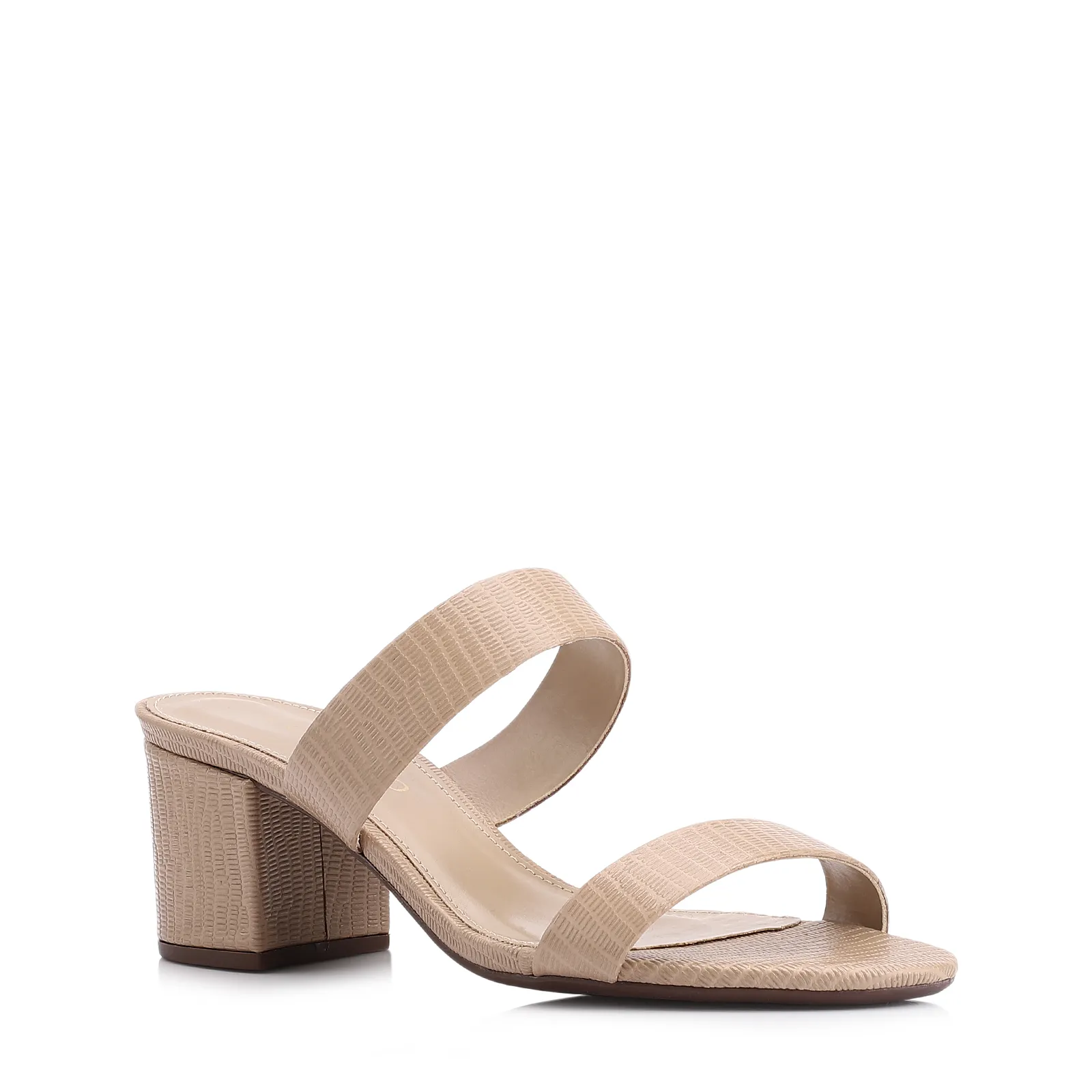Mule Couro Lezard Bege