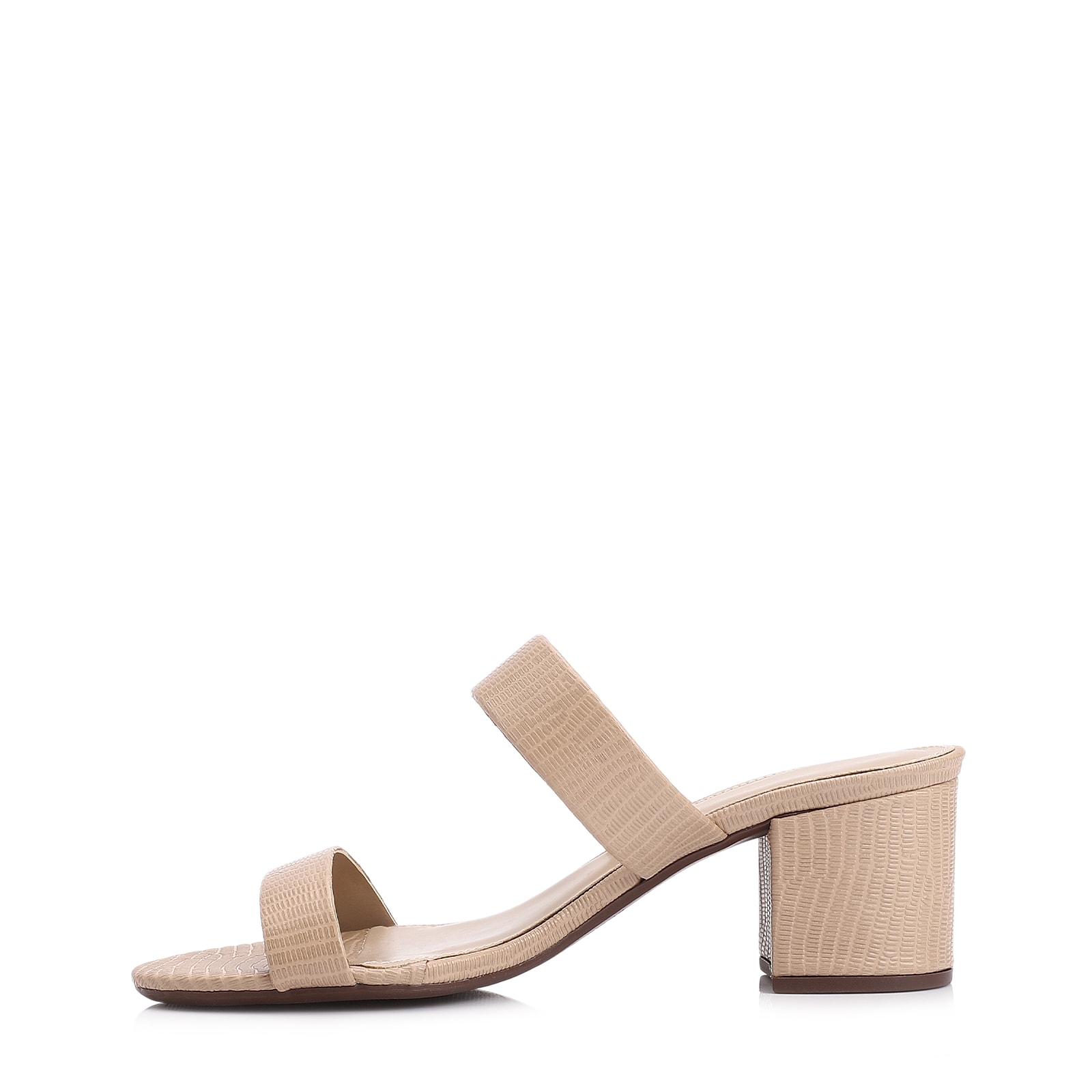 Mule Couro Lezard Bege