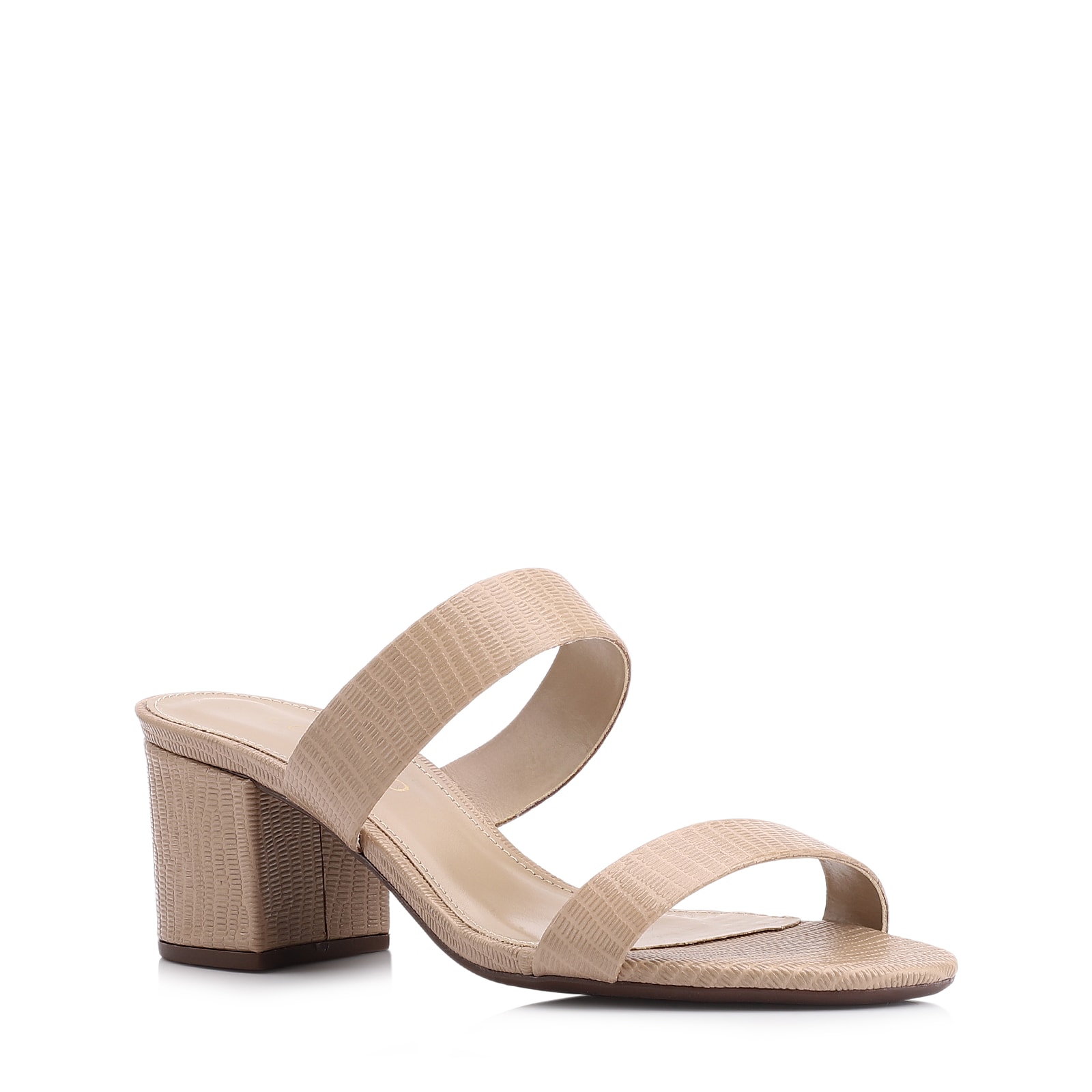 Mule Couro Lezard Bege