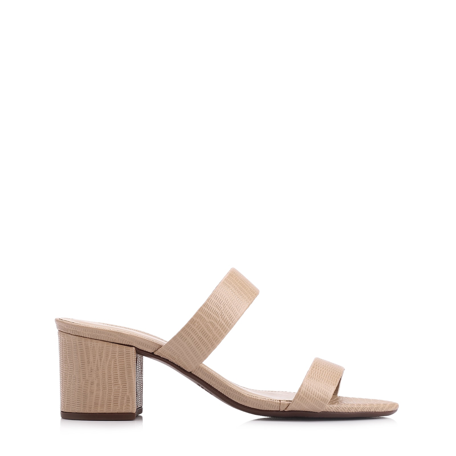 Mule Couro Lezard Bege