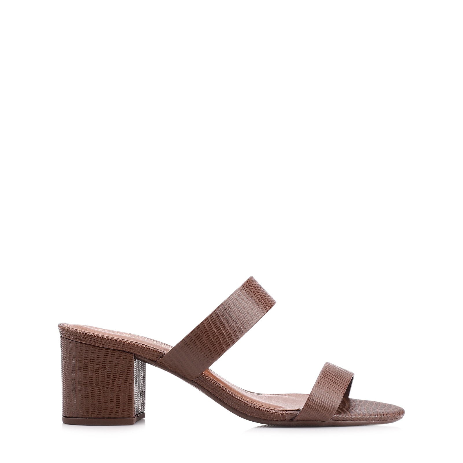 Mule Couro Lezard Marrom