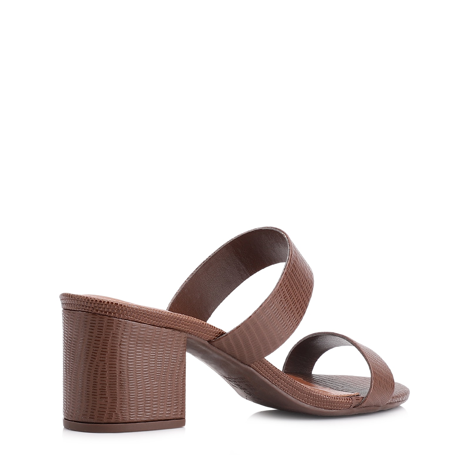 Mule Couro Lezard Marrom