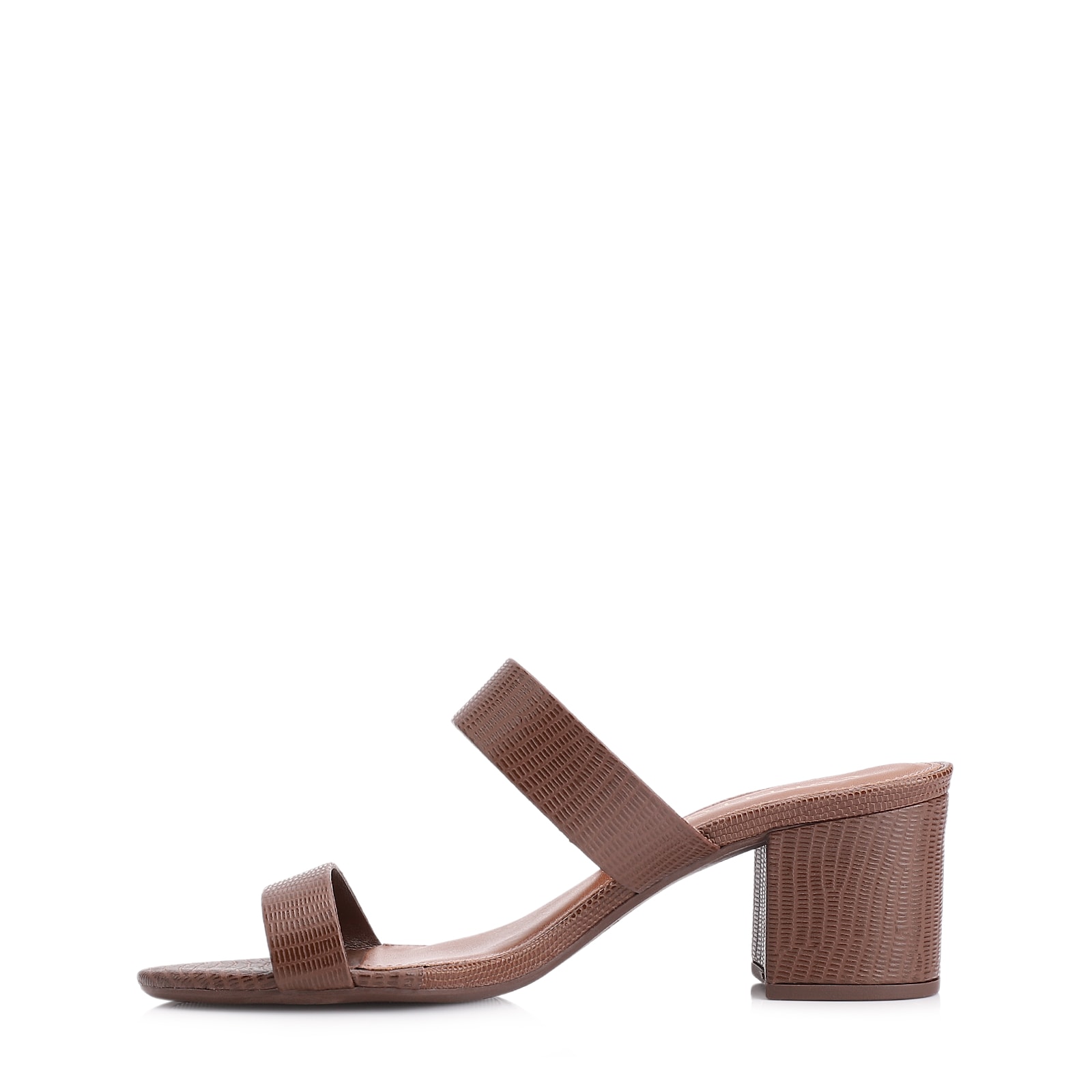 Mule Couro Lezard Marrom