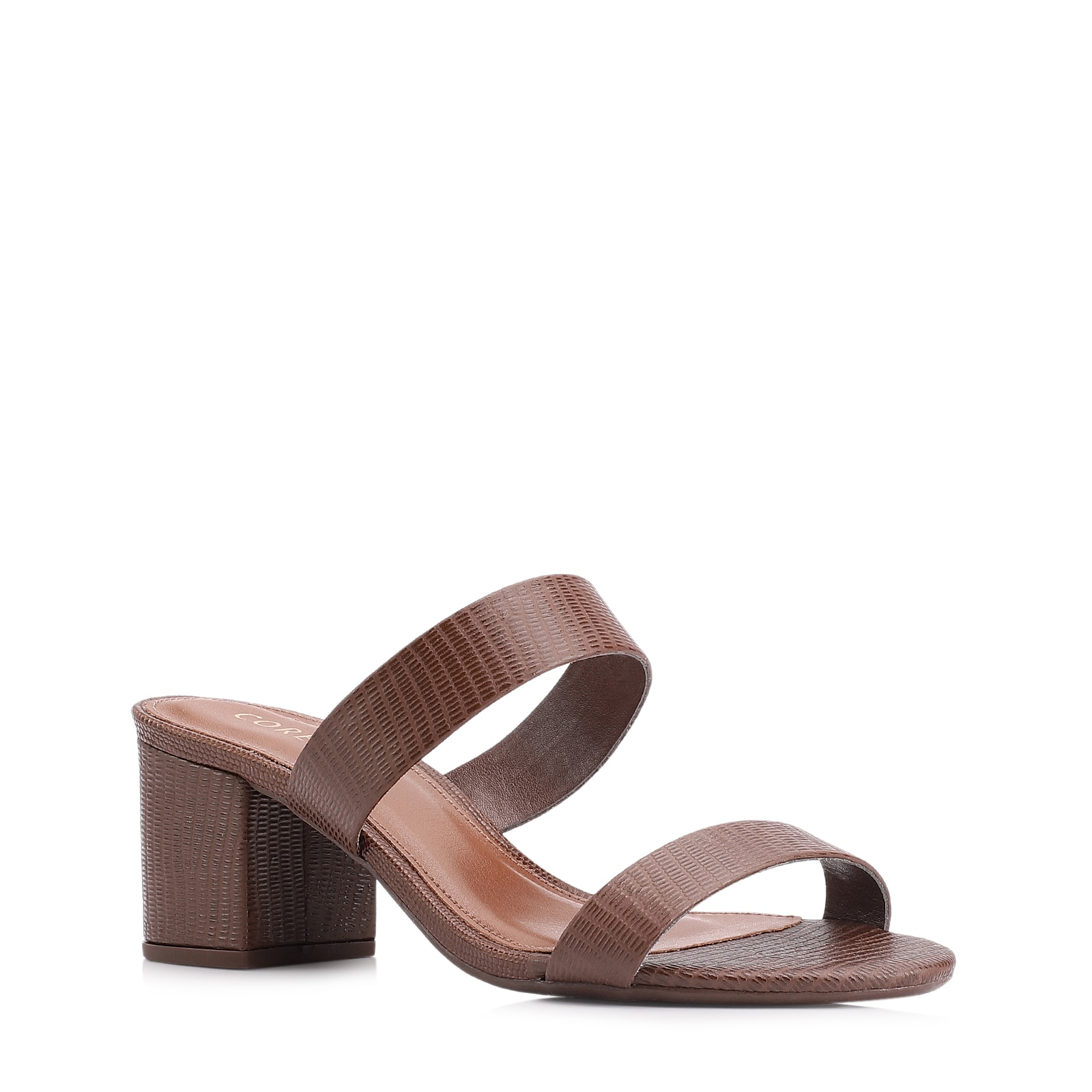 Mule Couro Lezard Marrom