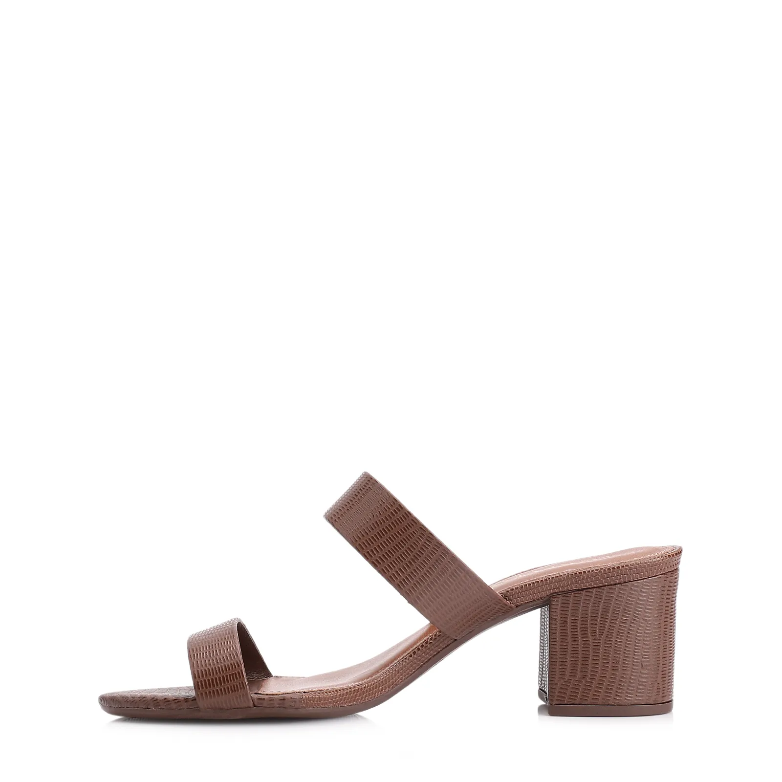 Mule Couro Lezard Marrom