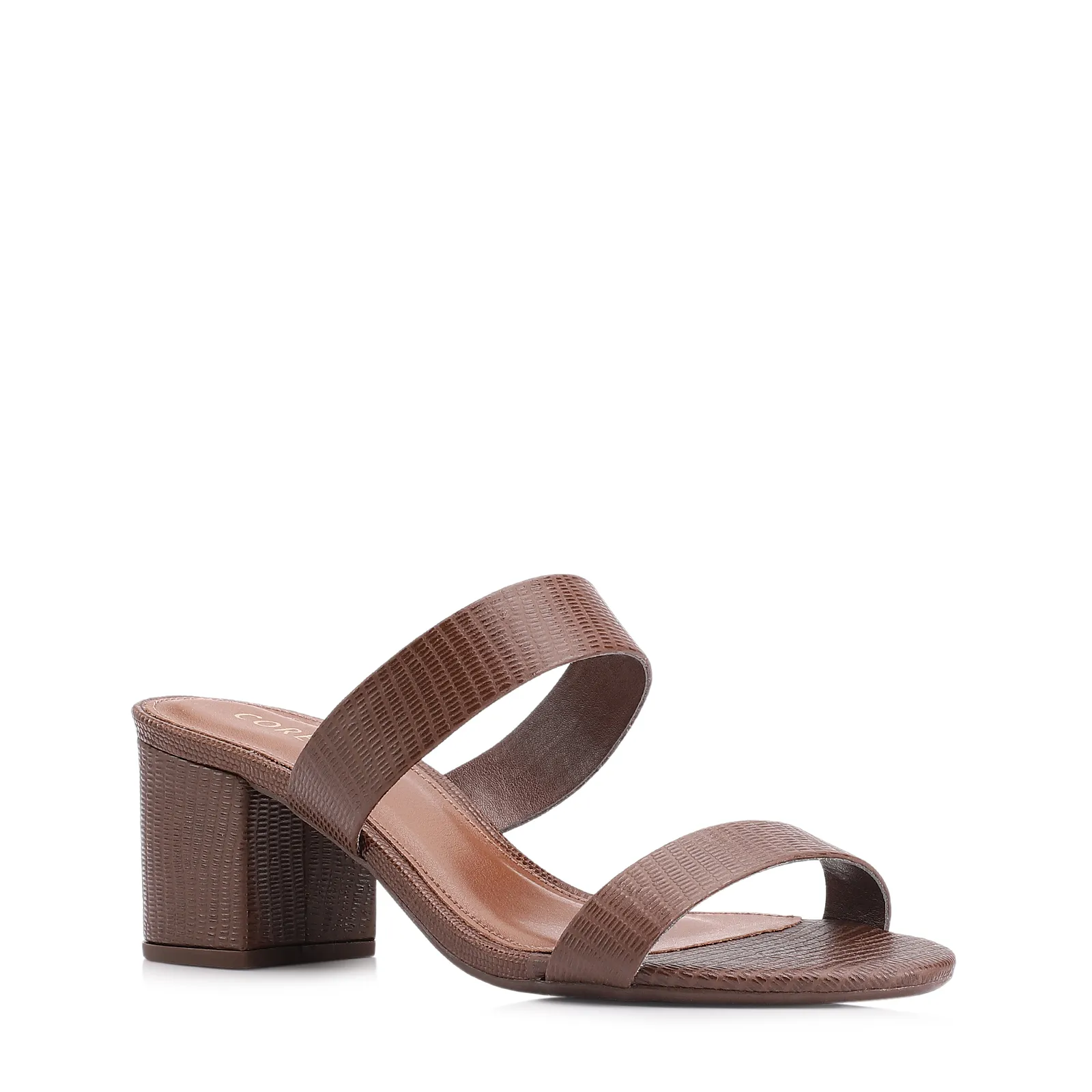 Mule Couro Lezard Marrom