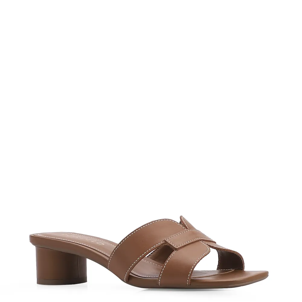 Mule Couro Marrom