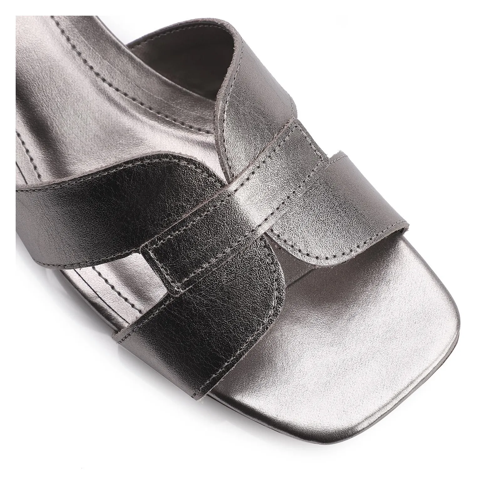 Mule Couro Prata