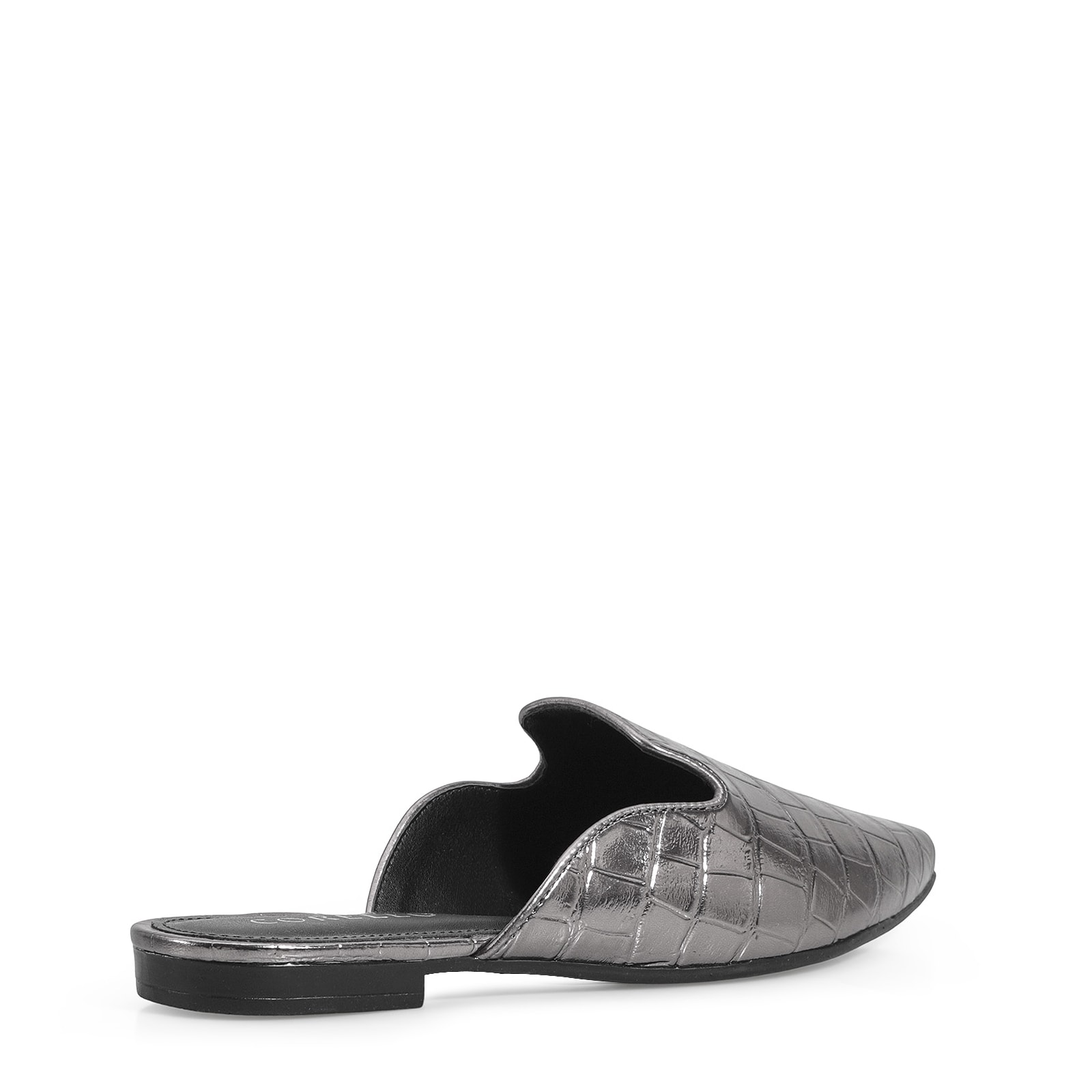 Mule Croco Metalizado Prata