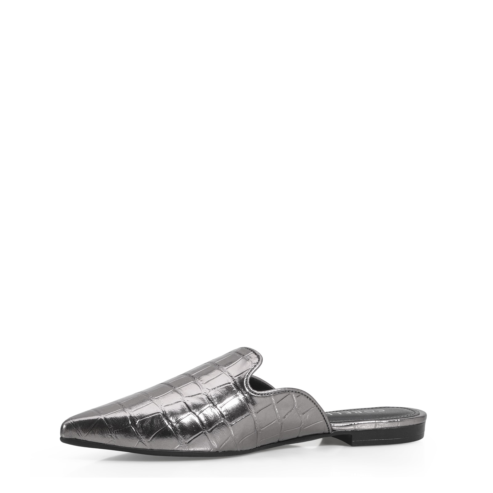 Mule Croco Metalizado Prata