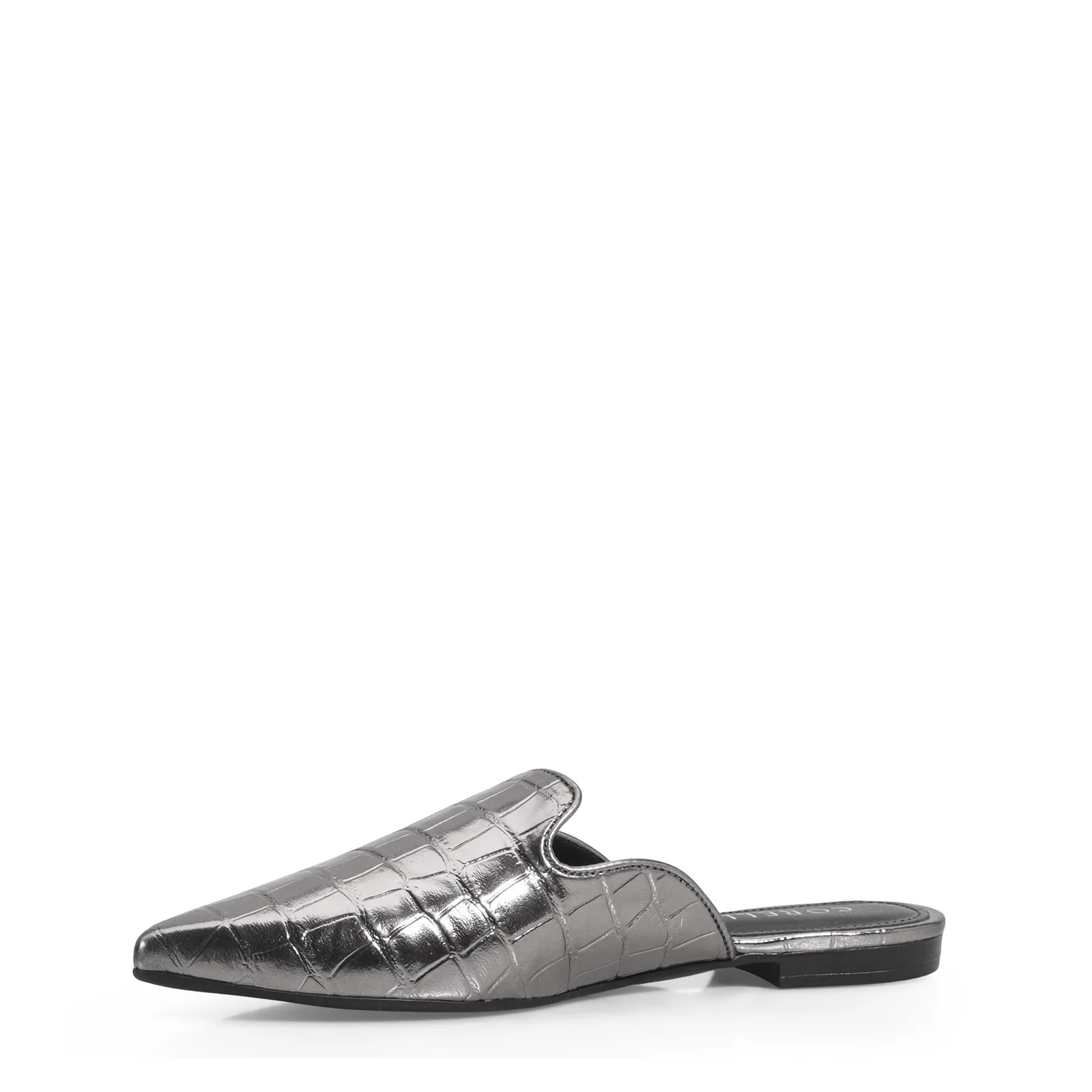Mule Croco Metalizado Prata