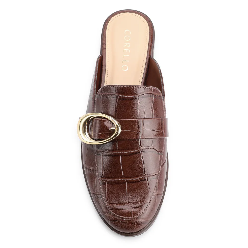 Mule Fivela Couro Croco Marrom - imagem 5