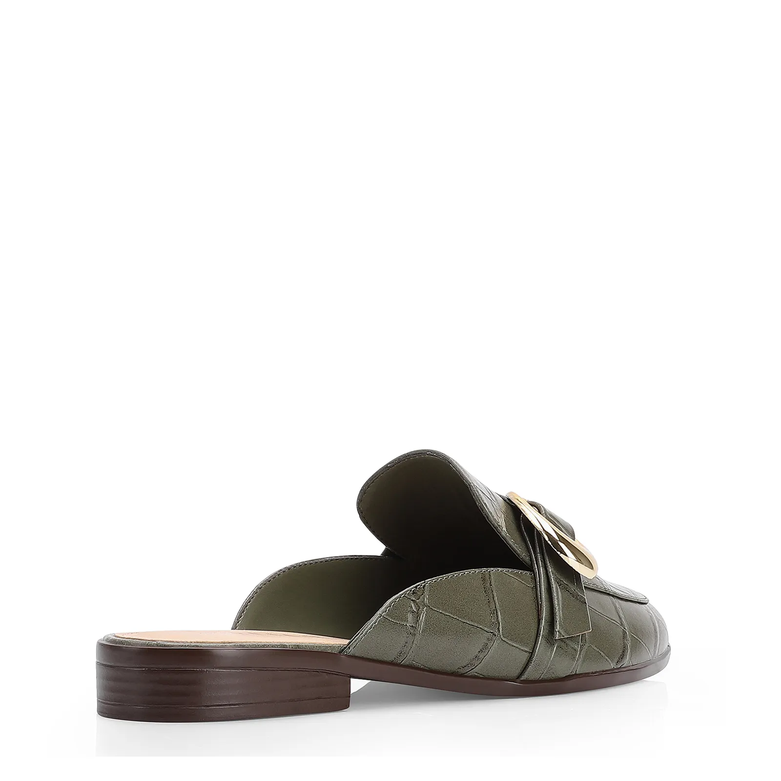 Mule Fivela Couro Croco Verde