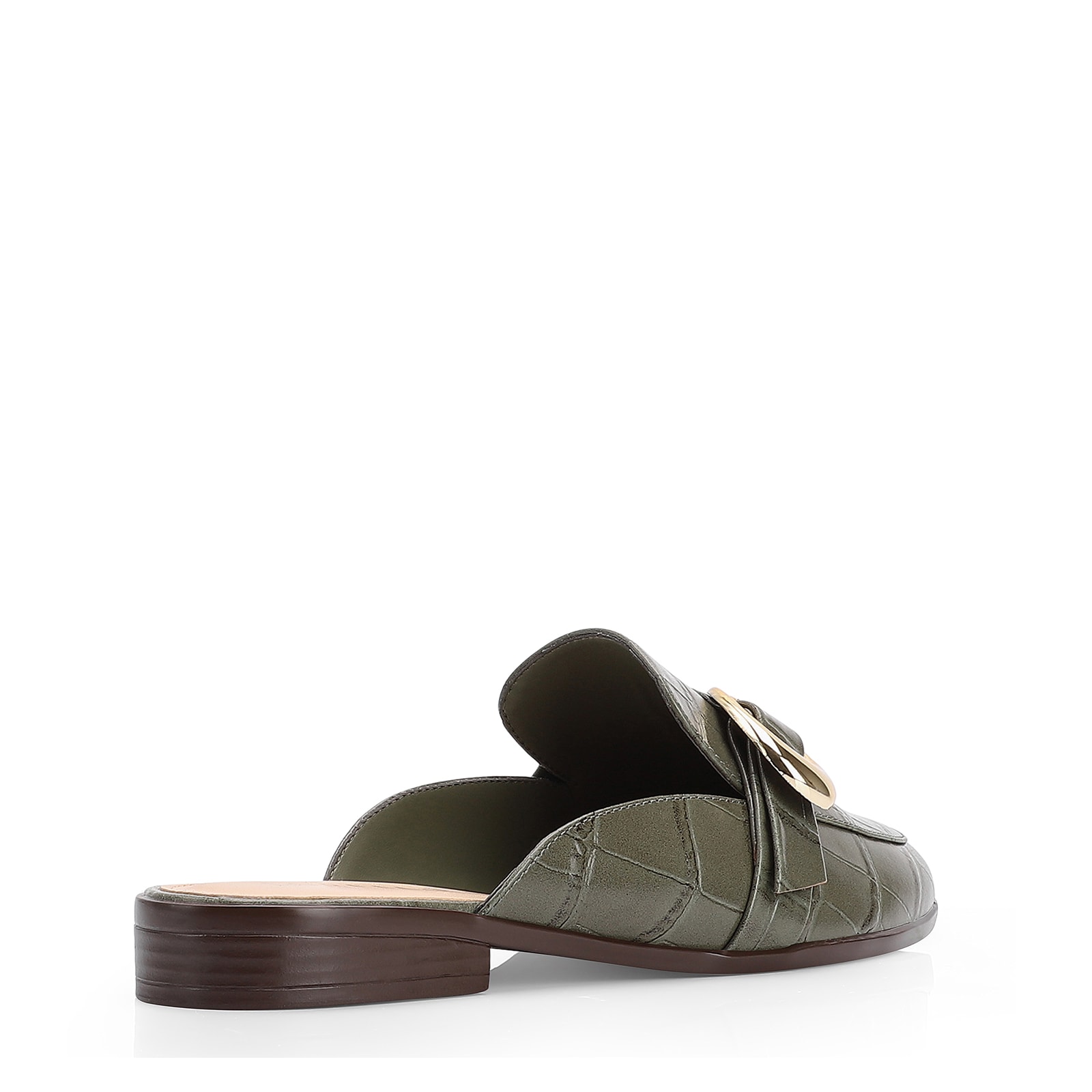 Mule Fivela Couro Croco Verde