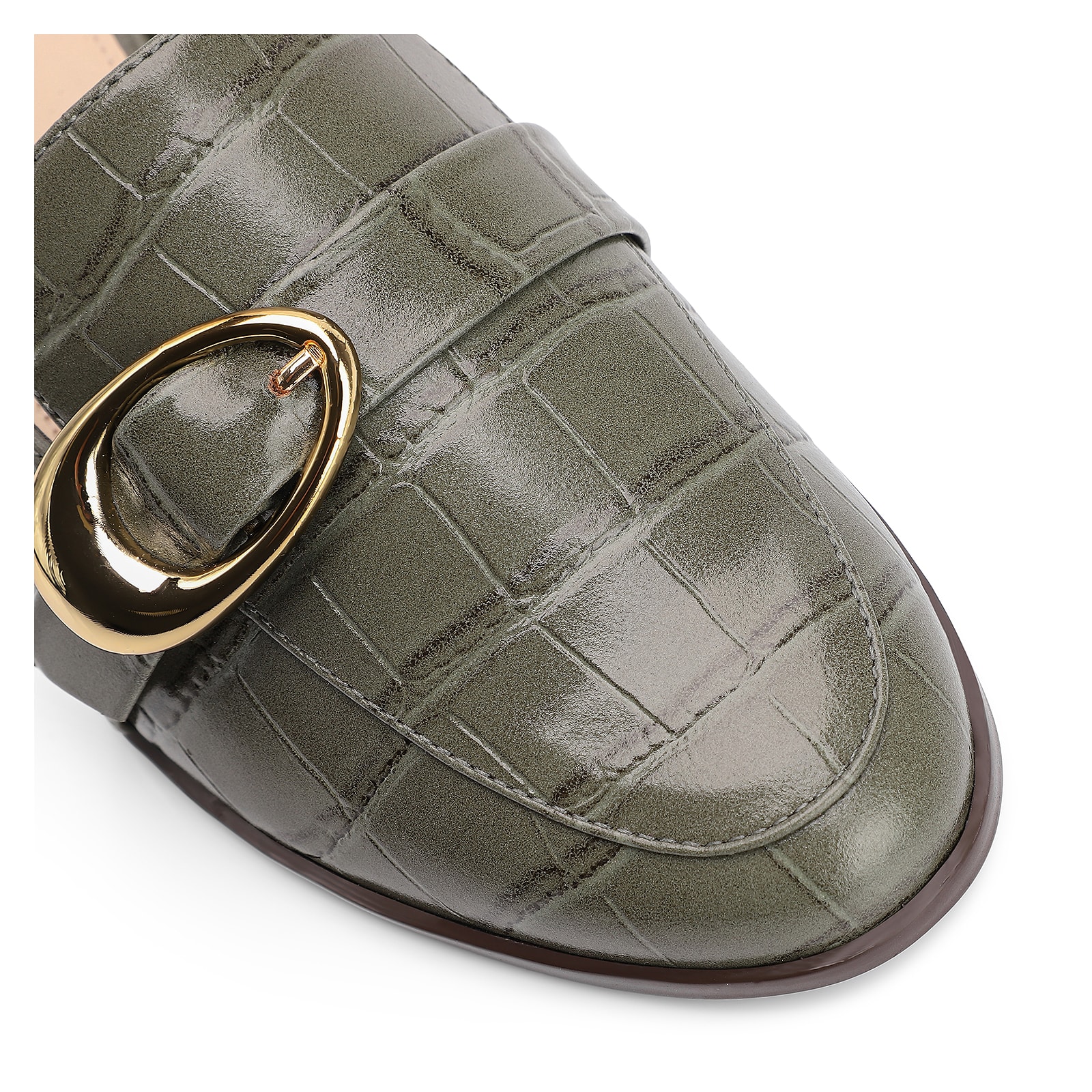 Mule Fivela Couro Croco Verde