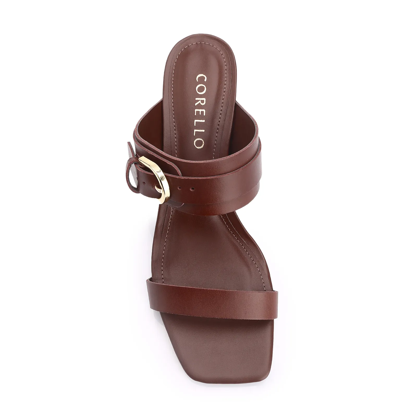 Mule Fivela Couro Marrom