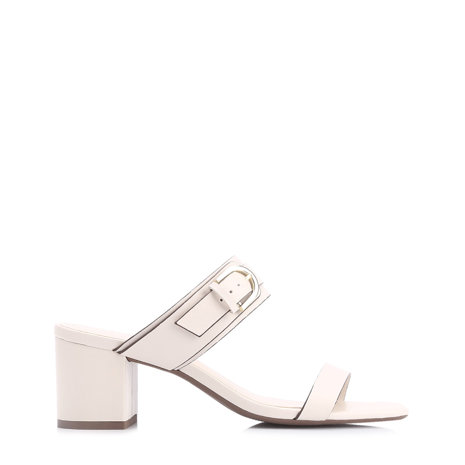 Mule Fivela Couro Off White