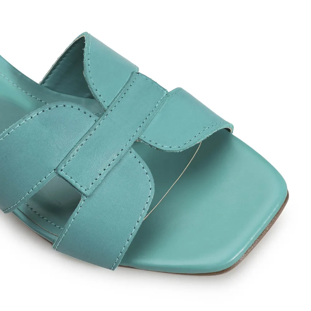 Mule Geometric Couro Azul - imagem 6