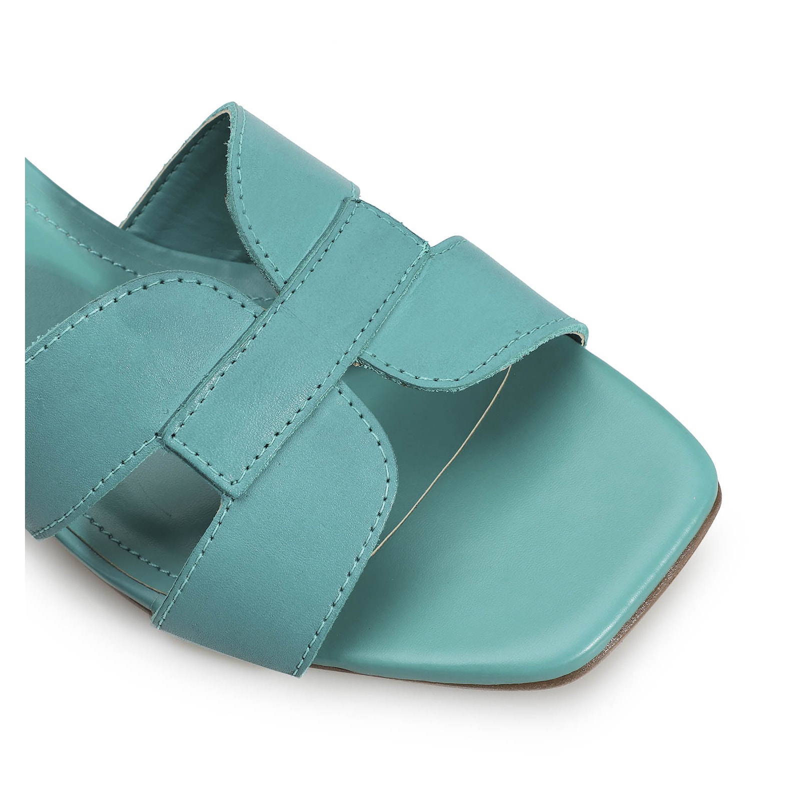 Mule Geometric Couro Azul