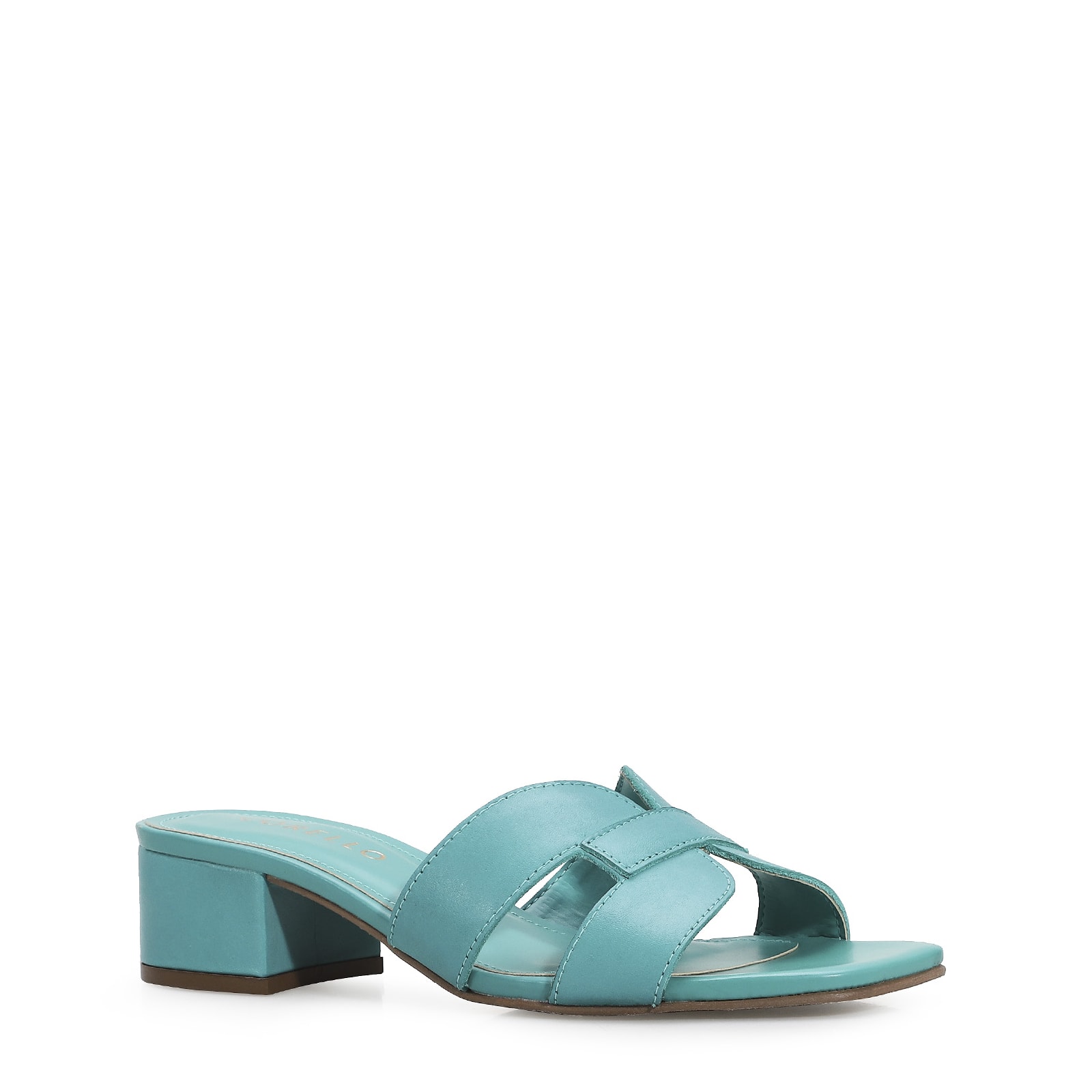 Mule Geometric Couro Azul