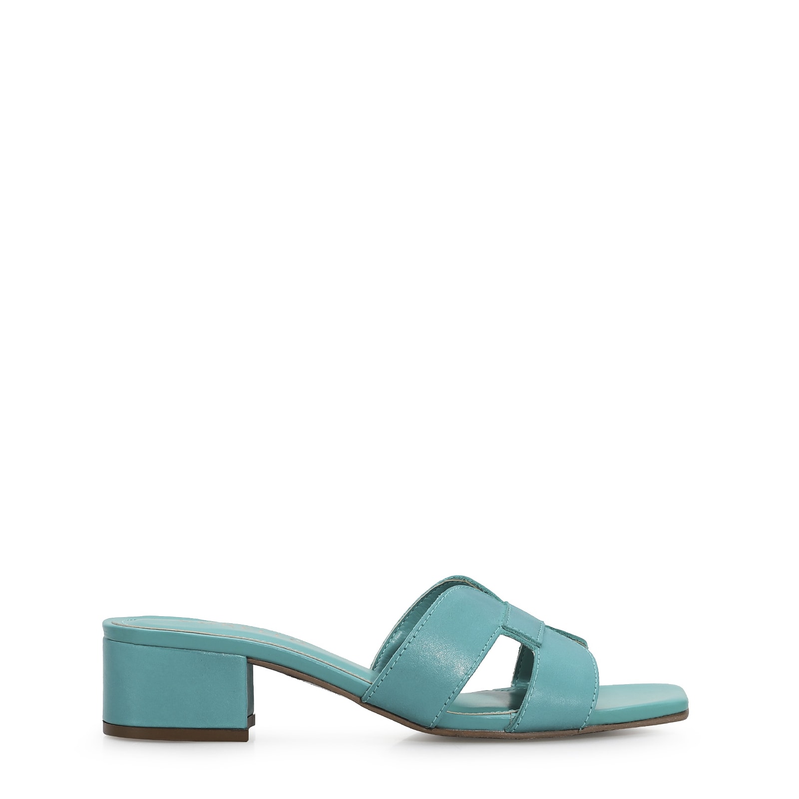 Mule Geometric Couro Azul