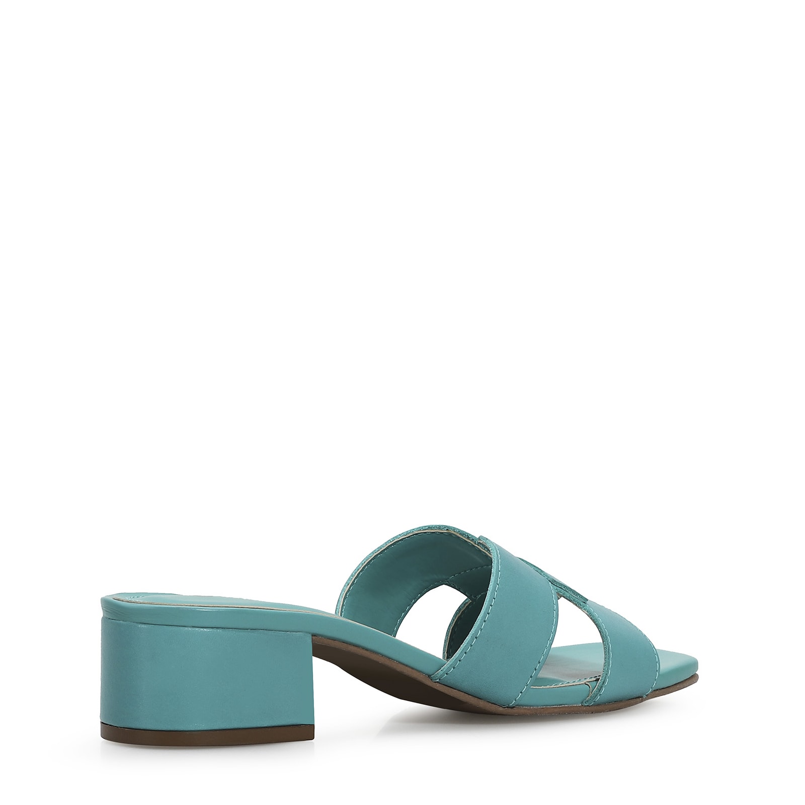 Mule Geometric Couro Azul