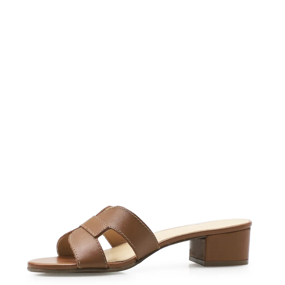 Mule Geometric Couro Caramelo - imagem 4