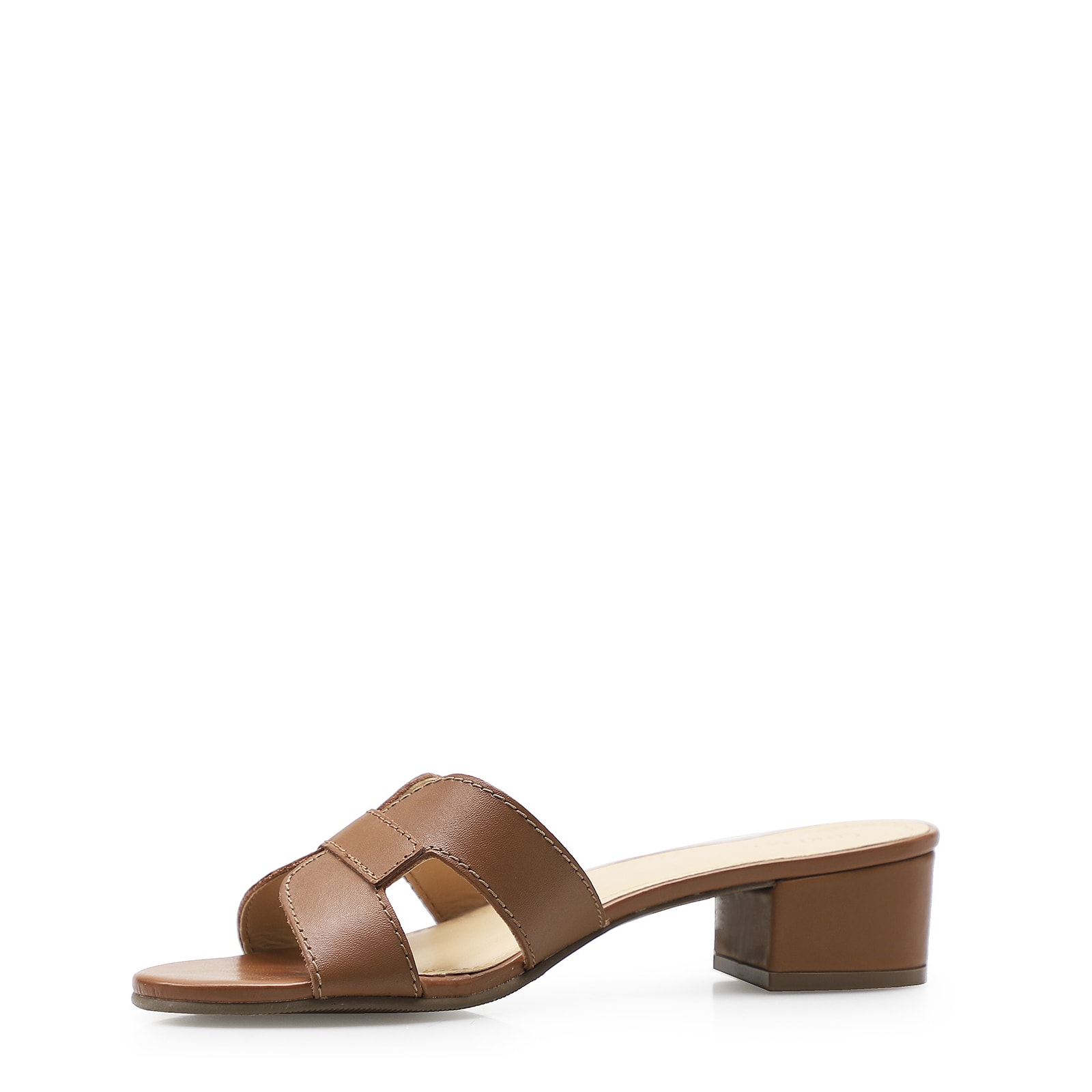 Mule Geometric Couro Caramelo