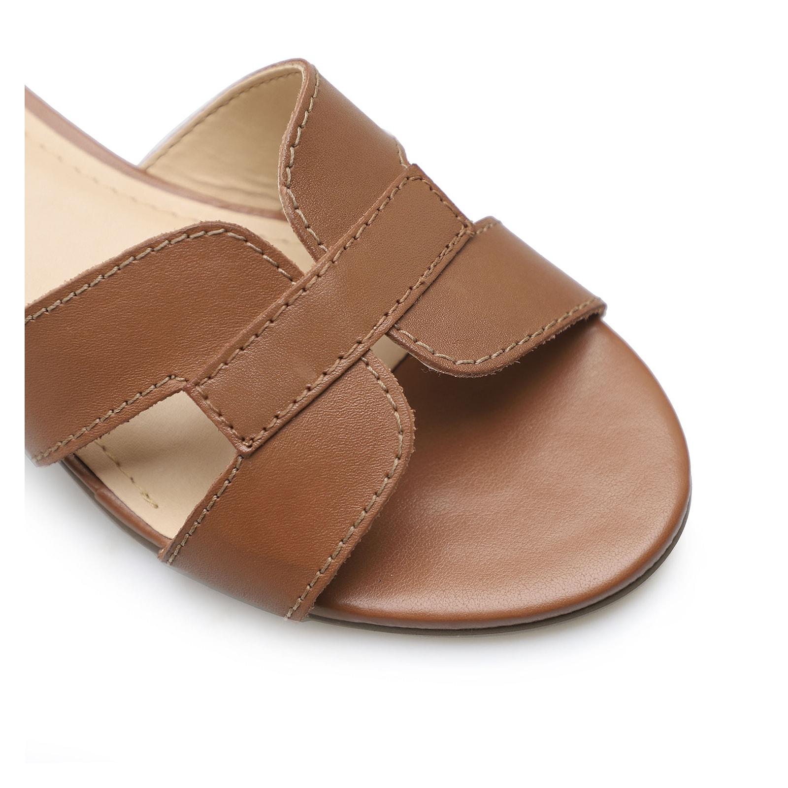 Mule Geometric Couro Caramelo