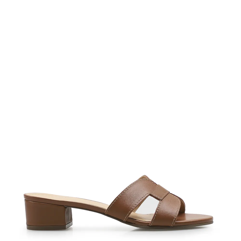 Mule Geometric Couro Caramelo - imagem 2