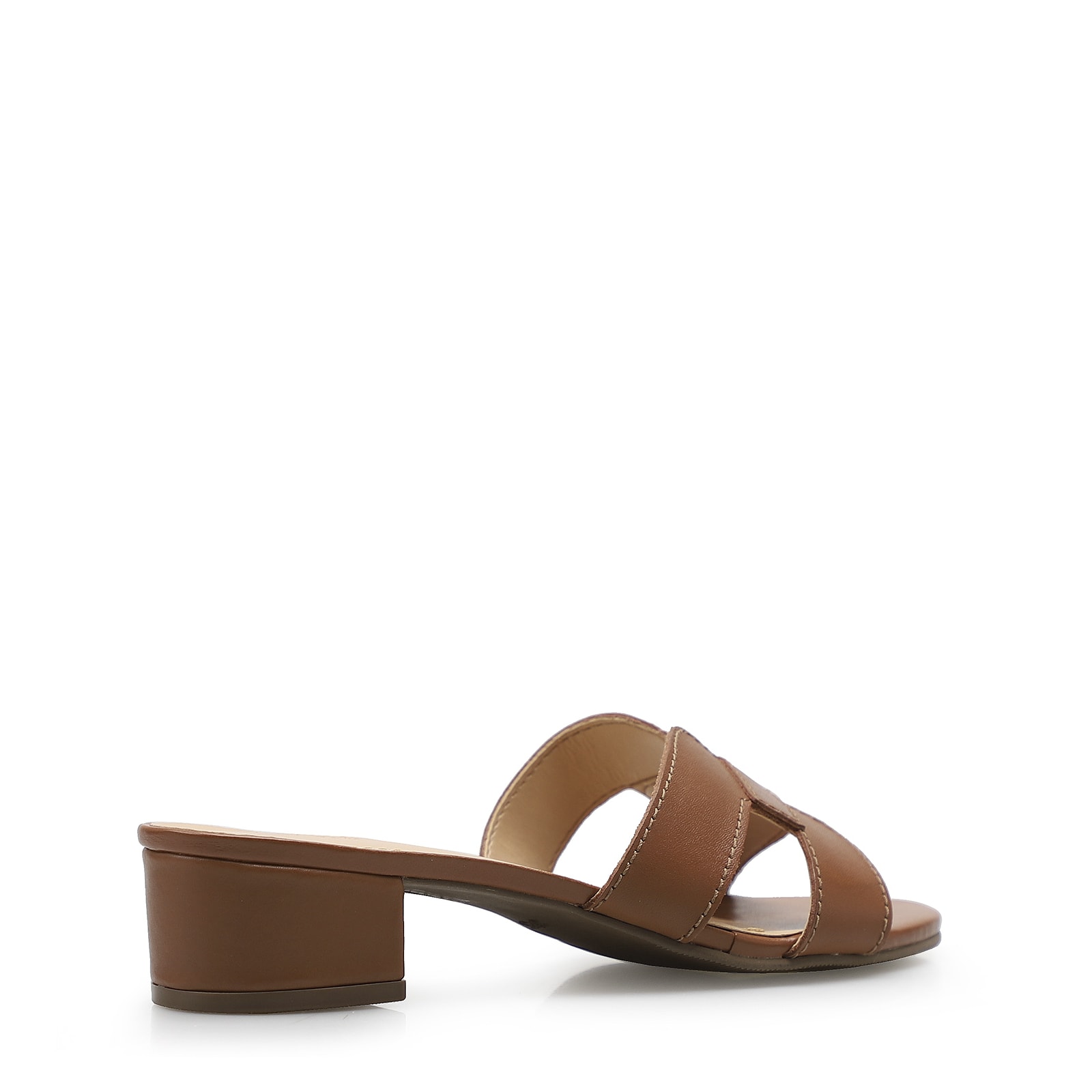 Mule Geometric Couro Caramelo