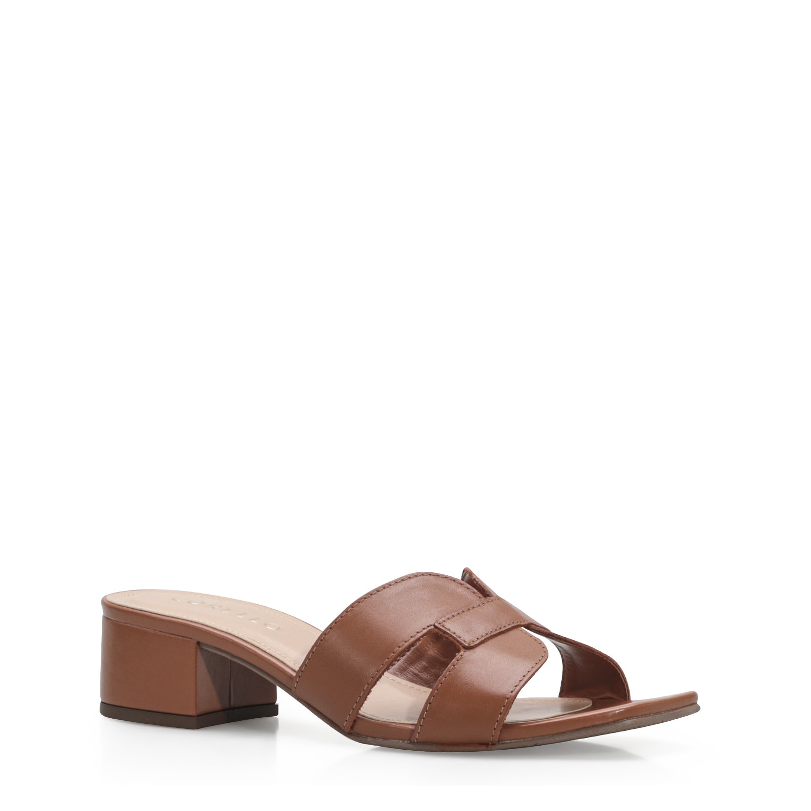 Mule Geometric Couro Caramelo