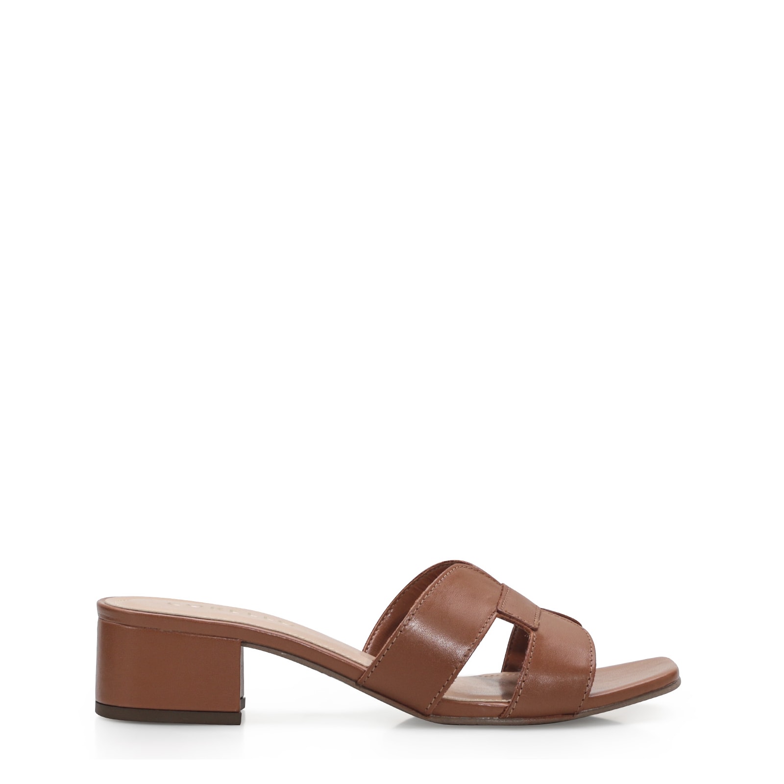Mule Geometric Couro Caramelo