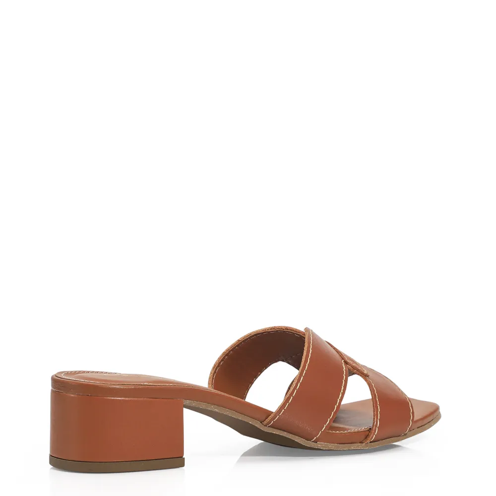 Mule Geometric Couro Caramelo - imagem 3