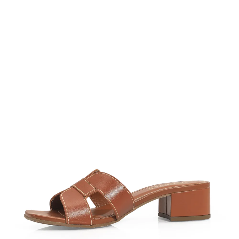 Mule Geometric Couro Caramelo - imagem 4