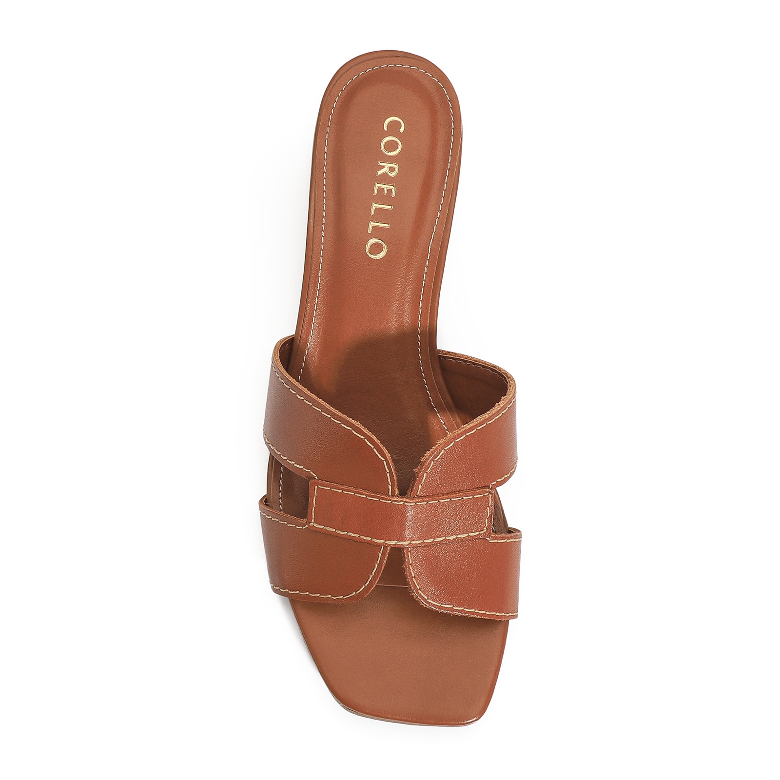 Mule Geometric Couro Caramelo